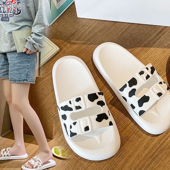 QiaoYiLuo Dép Đi Trong Nhà Đế Mềm Họa Tiết Hoạt Hình Dễ Thương Cho Cặp Đôi