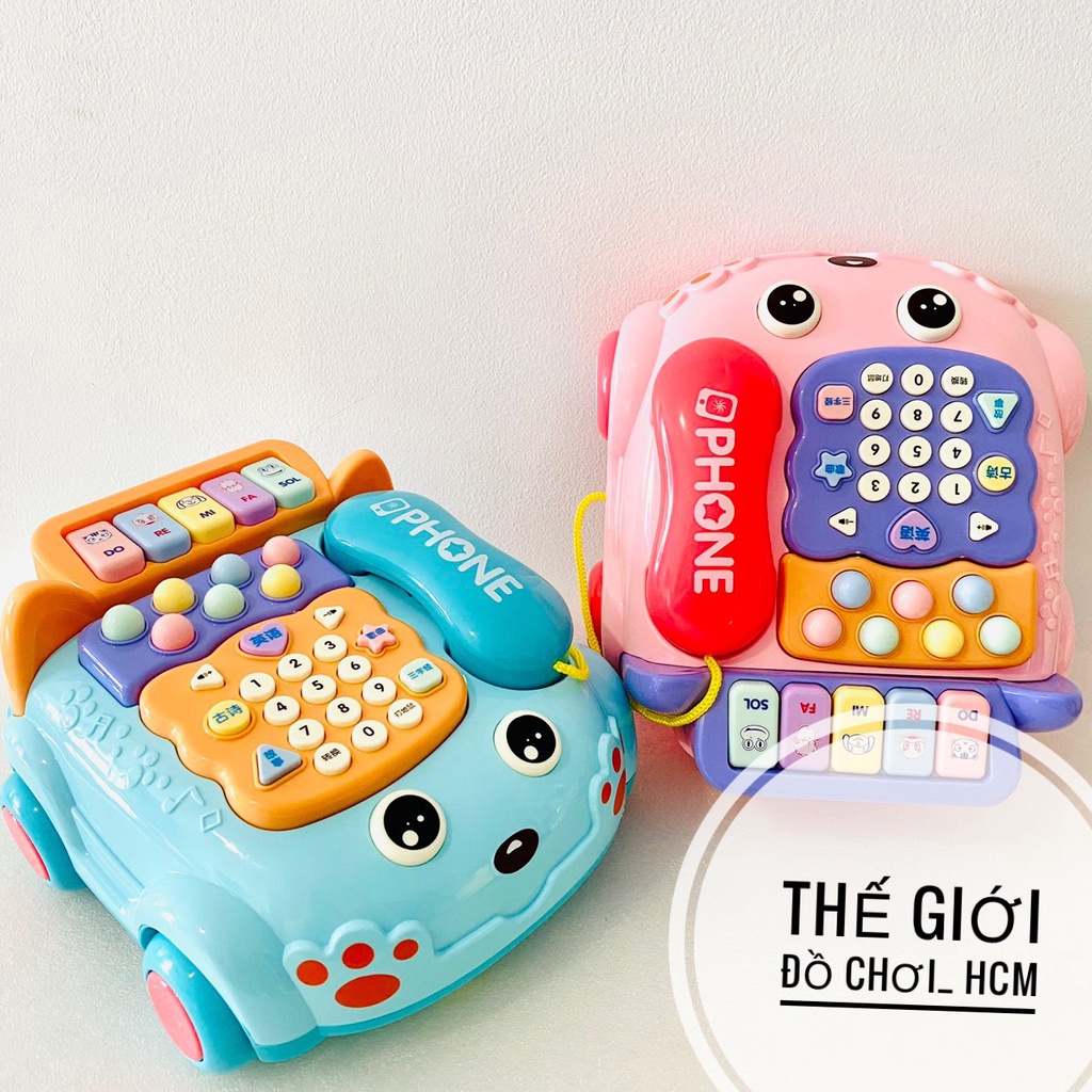 [HOT-CHẤT LƯỢNG] Đồ chơi điện thoại bàn có đèn nhạc, có bánh xe siêu to  dành cho bé trai bé gái thích mô hình xe ô tô