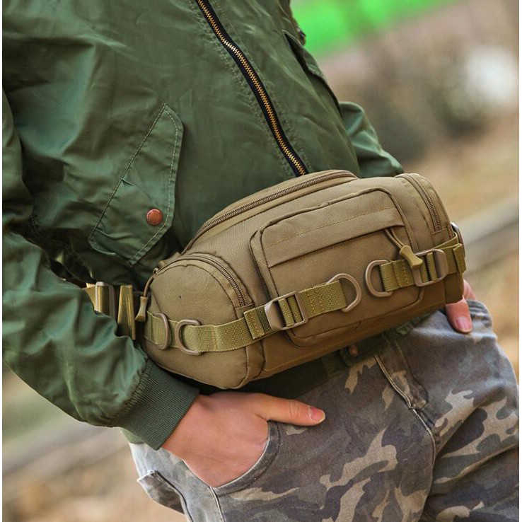 Fashion Camo Canvas Waist Bag Barrel Bucket Style Large Fanny Pack for Men and Women | BigBuy360 - bigbuy360.vn