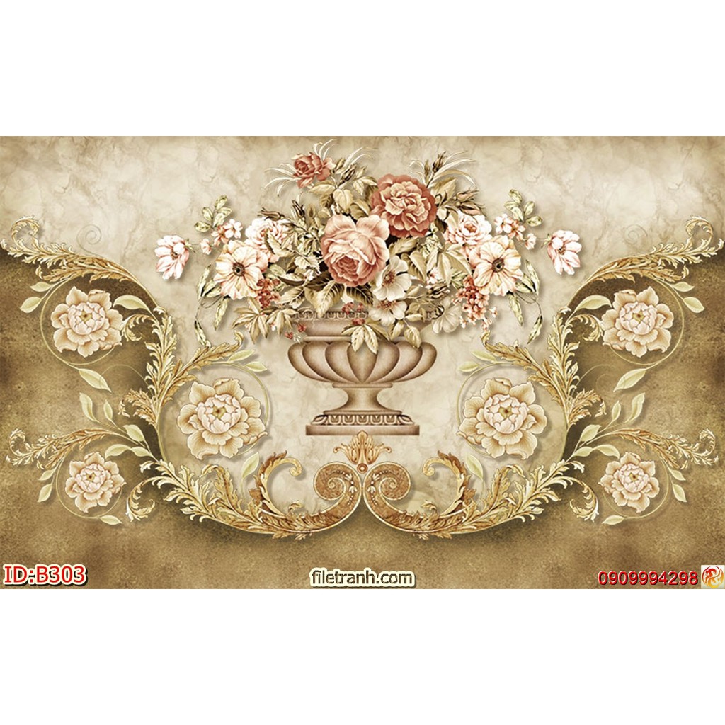 TRANH DÁN TƯỜNG 3D BÌNH HOA, LO HOA NHIỀU MẪU