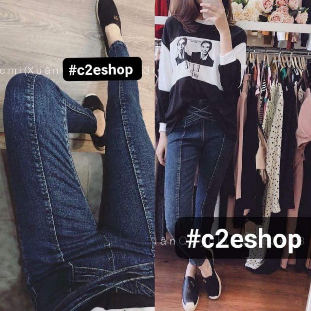 QUẦN JEANS THUN ĐAI CHÉO