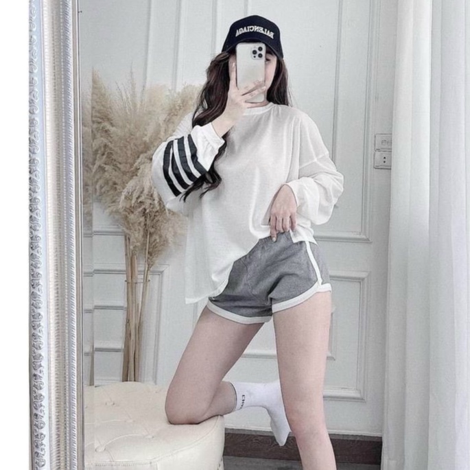 Sét bộ quần xám áo pha kẻ phong cách