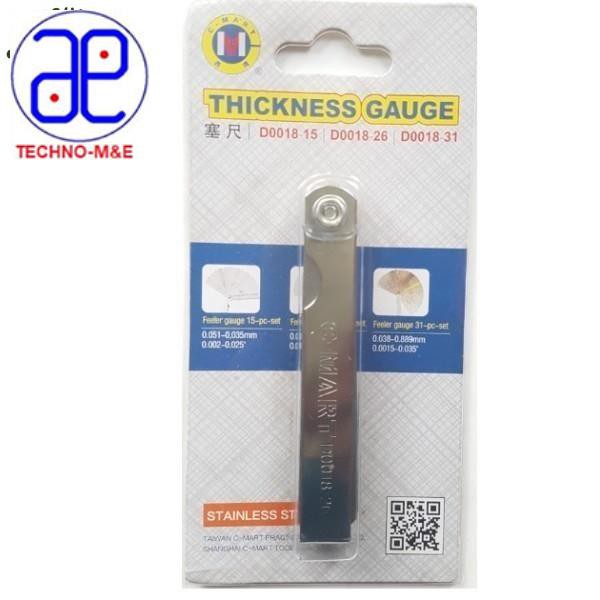 Thước lá đo độ dày 0.04-0.88mm C-MART D0018 quy cách 15 lá, 26 lá, 31 lá