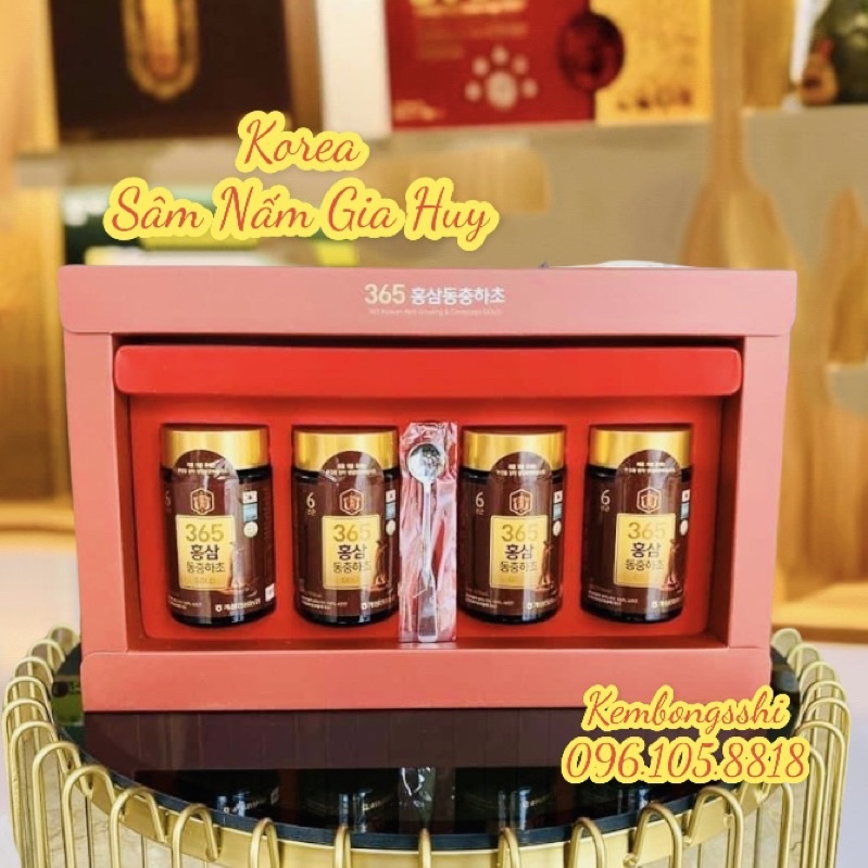 [DATE 2024] Cao Hồng Sâm Đông Trùng Hạ Thảo 365 HÀN QUỐC Bổ Phổi, Hộp 4 Lọ[NOWSHIP]