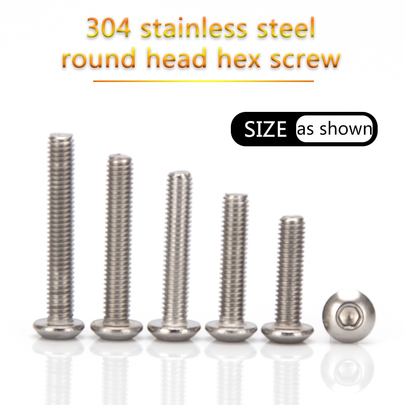 Bu Lông Lục Giác Chìm Đầu Tròn Bằng Thép Không Gỉ 3mm-40mm m2 304