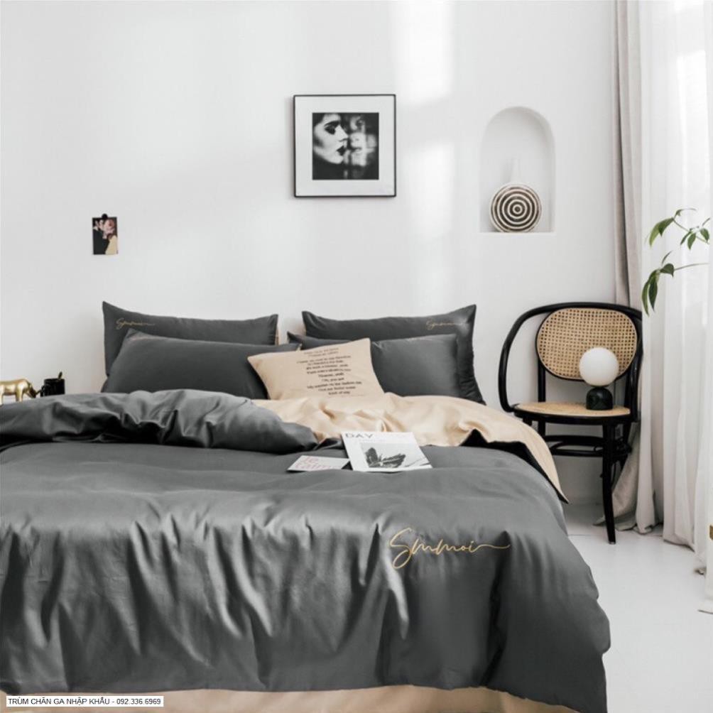 Bộ Chăn Ga Gối Lụa SUMOI 60s hàng nhập Mầu Mix - LUXBED