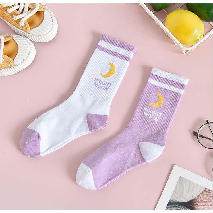 [HOT] 🔥 BỘ TẤT CỔ CAO Mặt trăng 🌙 Tất Nam Nữ Phong Cách hàn quốc, tất ulzzang, vớ cổ cao