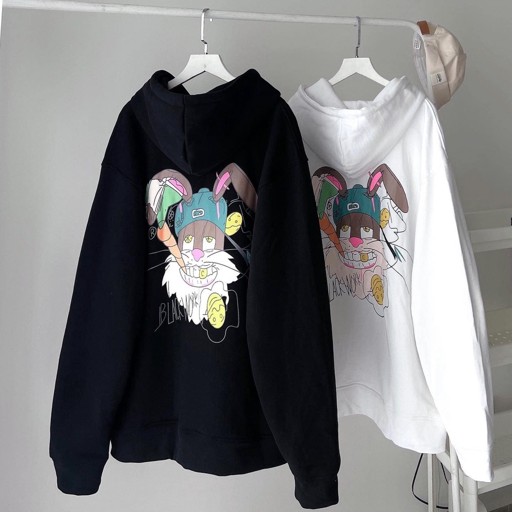 [sẵn]Áo hoodies tay dài form rộng in hình Rabbit (ảnh thật tại shop) Tanazi closet