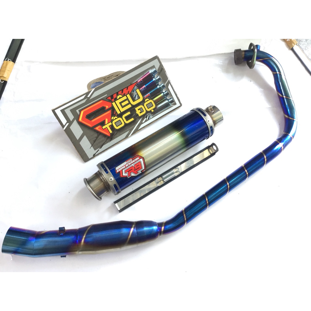 Bộ pô r9 full cổ bầu hơi titan exciter, winer, sonic, raider fi, satria, gsx,...