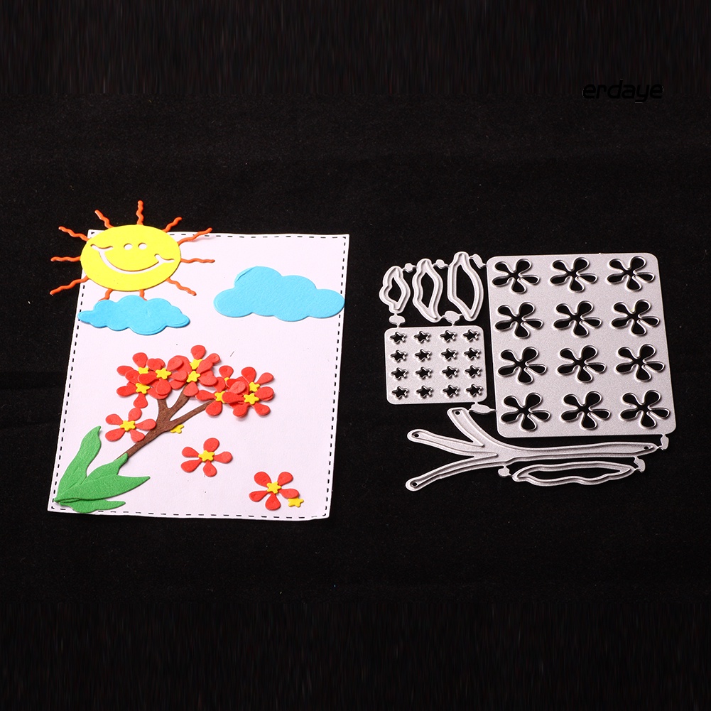 Set khuôn cắt giấy làm từ kim loại hình hoa trang trí scrapbook