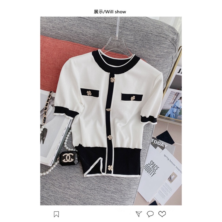 Áo Thun Dệt Kim Tay Ngắn Dáng Rộng Thời Trang Mùa Hè Dành Cho Nữ