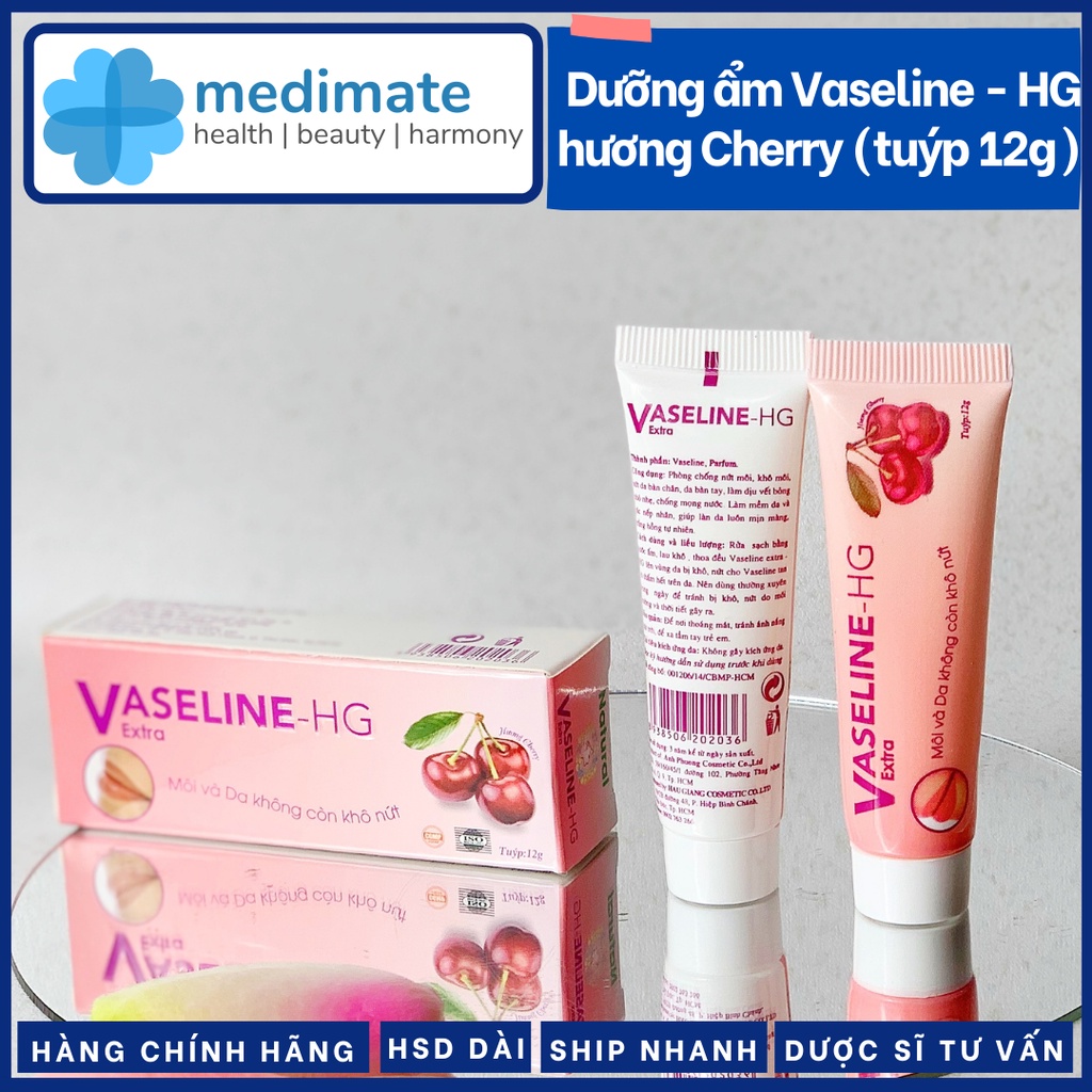 Dưỡng môi Vaseline HG extra hương anh đào (cherry) giúp môi mềm mại, mịn màng tuýp 12g