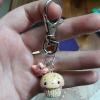 Cupcake Chocolate Dâu Tây Handmade, Đất Sét Nung Polymer Clay, Charm Đất Sét