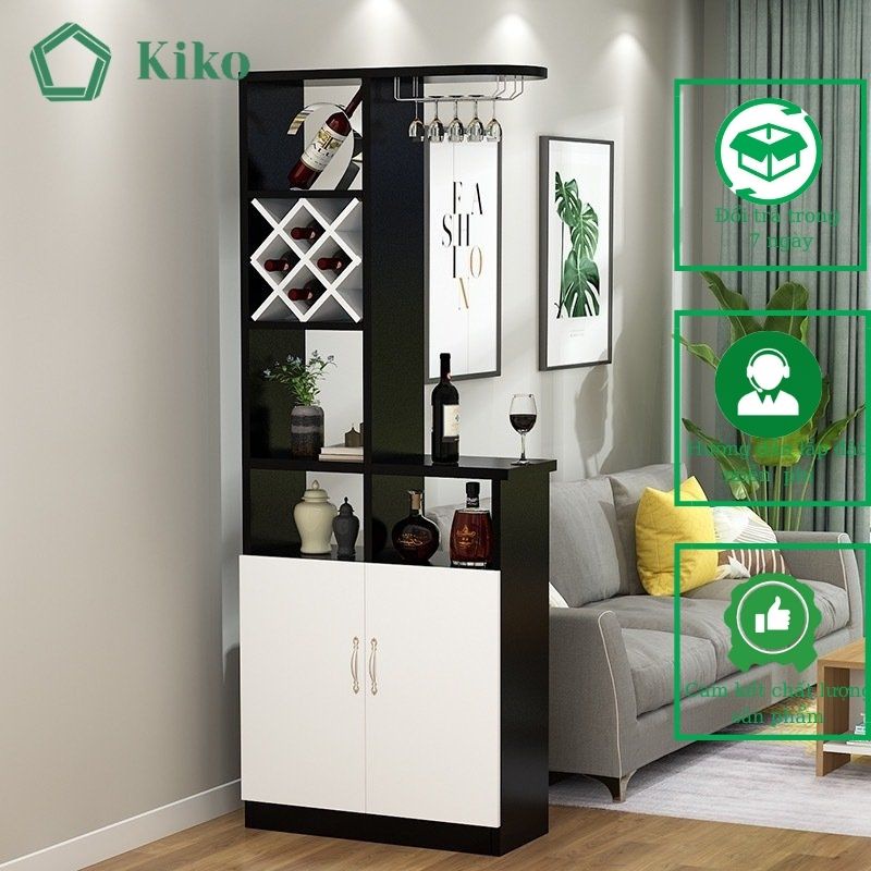 Tủ Rượu Gỗ Kèm Gía Treo Ly - Gỗ MDF 15mm chống Mọt Đa Năng KIKO TR 1088