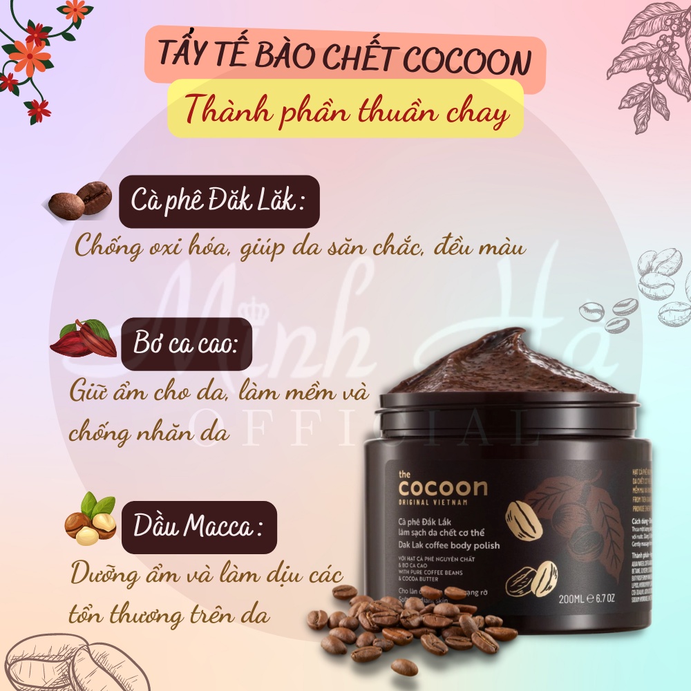 Tẩy tế bào chết toàn thân cà phê Cocoon Dak Lak Coffee Body Polish 200ml