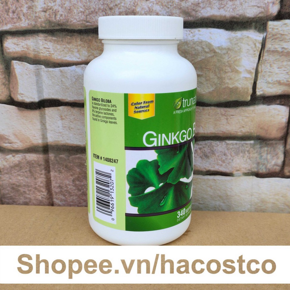 Viên uống Trunature Ginkgo Biloba 120mg 300 viên 340 viên từ trái bạch quả tăng cường sức khỏe trí não