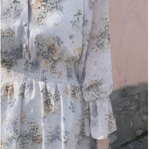 Váy Vintage dài tay dáng xòe Hàn Quốc trẻ trung, Váy ulzzang hoa nhí trắng chất voan cao cấp - Roxie | BigBuy360 - bigbuy360.vn