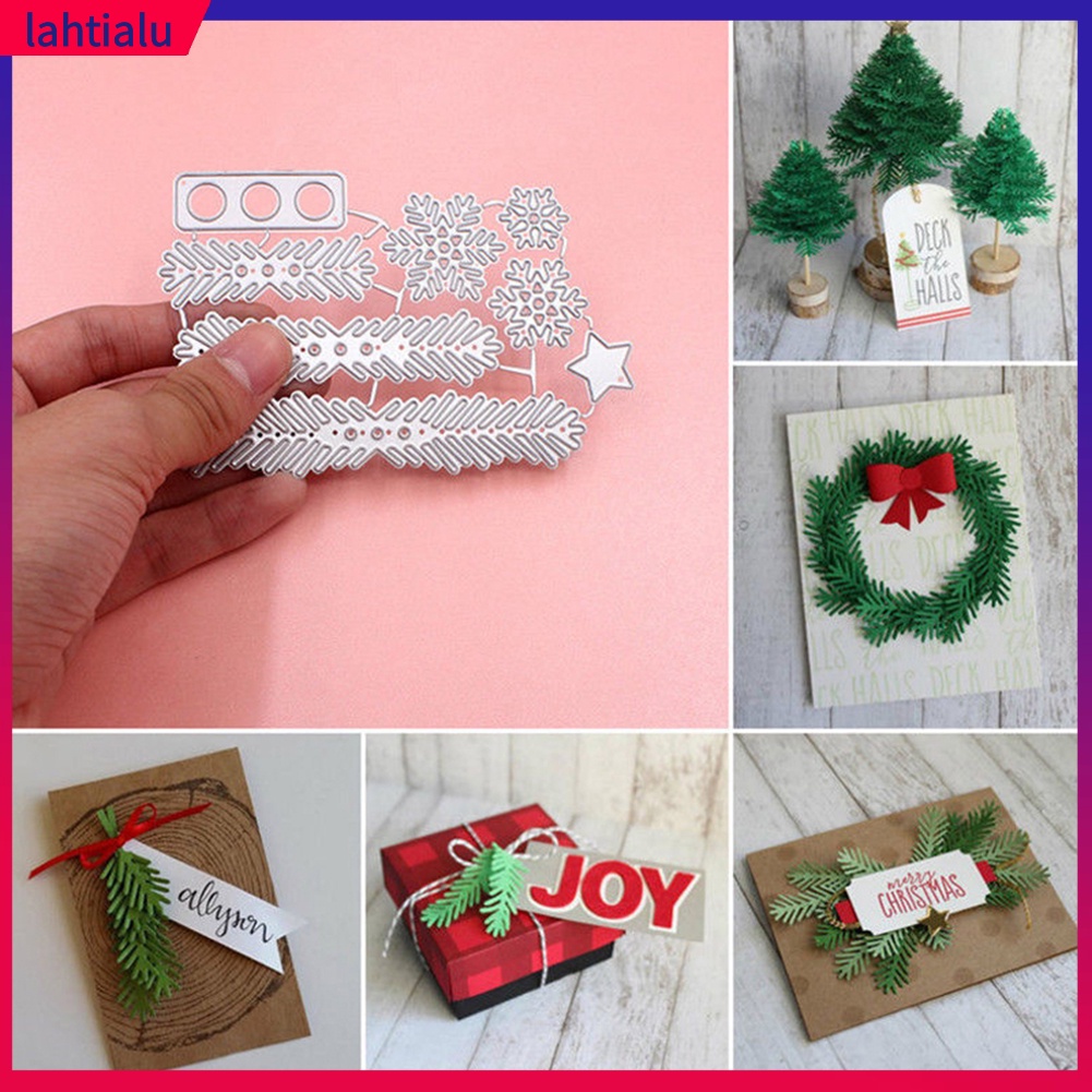 Bộ Khuôn Cắt Giấy Hình Vòng Hoa Giáng Sinh Trang Trí Sổ Tay DIY