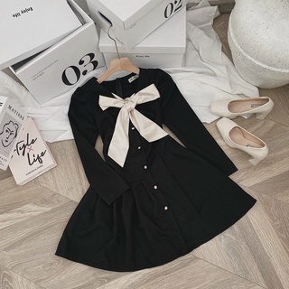 ĐẦM ĐEN PHỐI NUDE NƠ CỔ🖤