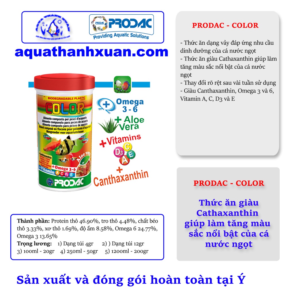 THỨC ĂN CHO CÁ CẢNH COLOR (HŨ) – PRODAC (ITALIA)