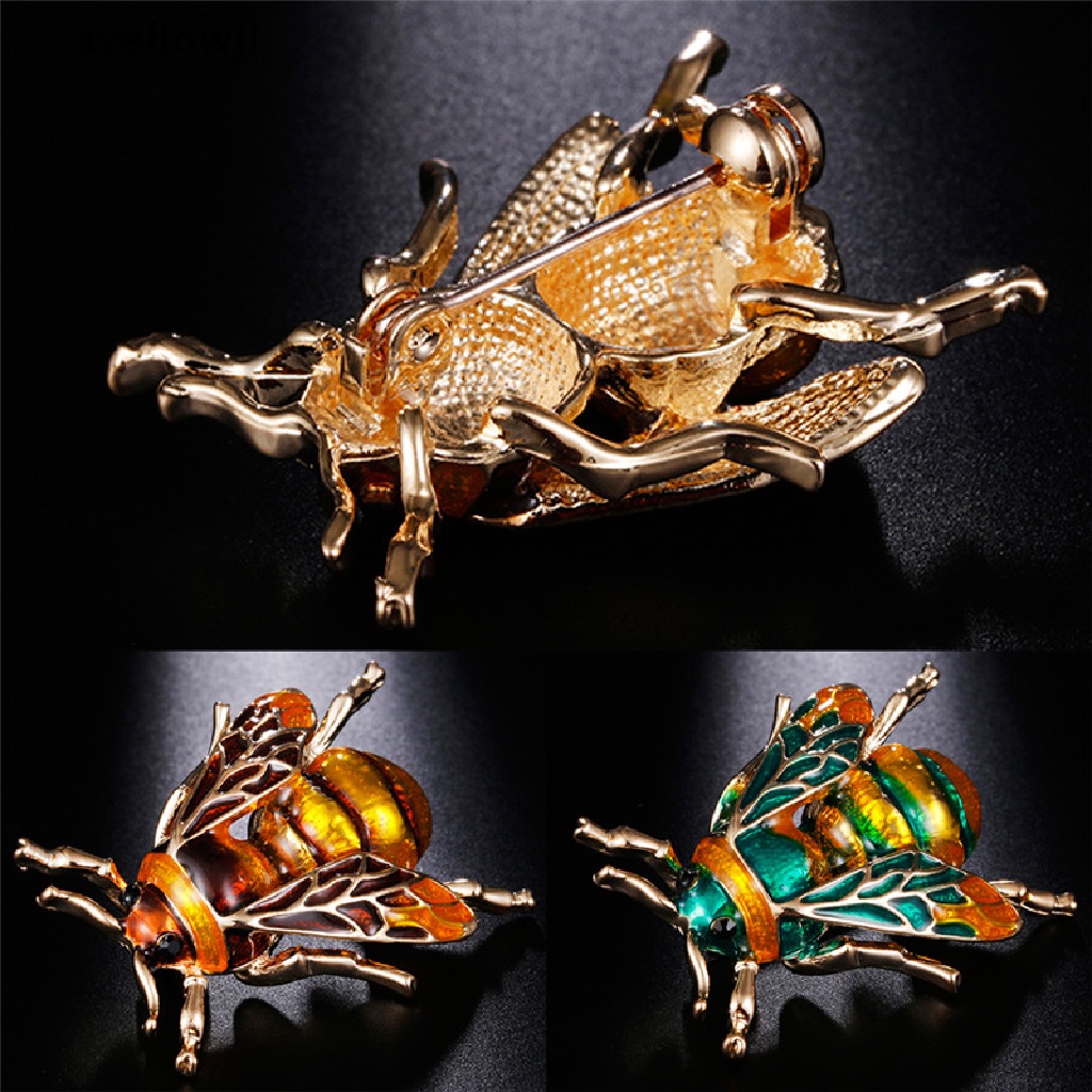 Ghim cài áo hình chú ong bằng kim loại tráng men phong cách vintage