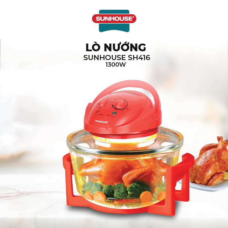 Lò Nướng SUNHOUSE SH416 Dung Tích 12L- Lò Nướng Thủy Tinh Chịu Lực Chịu Nhiệt- Lò Nướng Công Nghệ Halogen