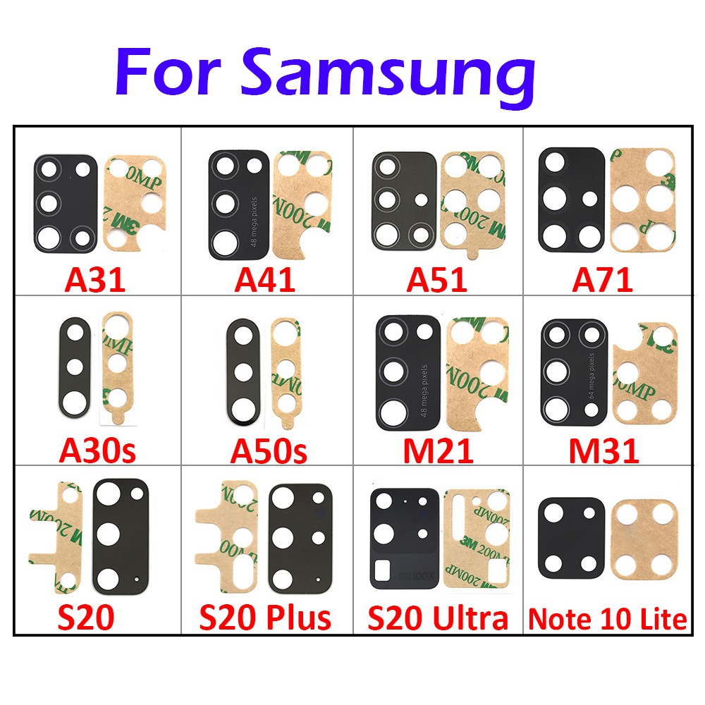 50 Pcs , Back Camera Glass Lens For Samsung A21s A01 A11 A51 A515f A71 A31 A41 M21 M31 A30s A50s S20 Plus S20 Ultra S20 