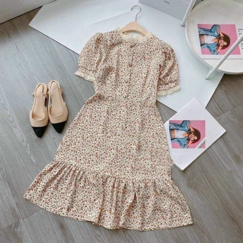 Váy lụa bầu hoa nhí siêu yêu.