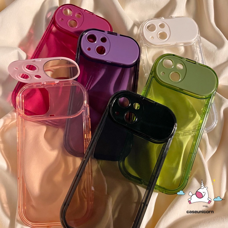 Ốp Điện Thoại TPU Mềm Màu Trơn Tích Hợp Gương Trang Điểm 2 Trong 1 Sang Trọng Cho IPhone 11 7plus 8plus XR X XS MAX 7 8 Plus 11Pro 12 Pro