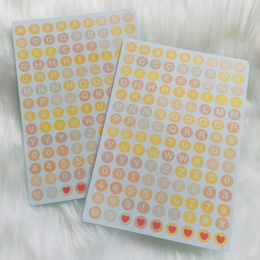 Bộ sticker/decal dán bảng chữ cái và số, trang trí sổ,bullet journal/dán thiêp -tiemtaphoacona