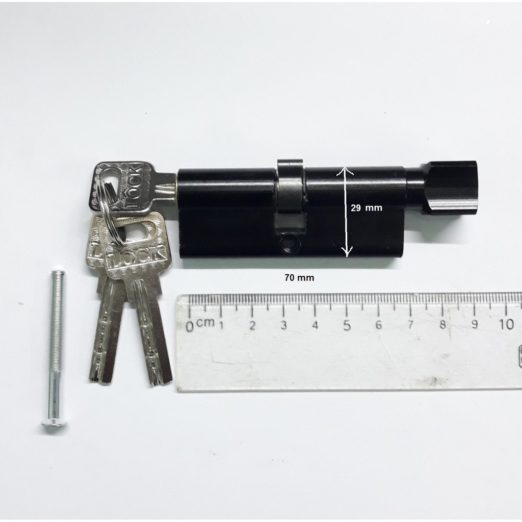 Lõi khóa ruột khóa kèm chìa khóa cho cánh cửa gỗ cửa nhôm - dài 70 mm, cao 29 mm, đồng nguyên chất