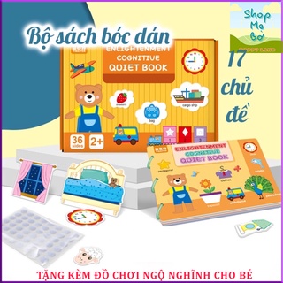 Học liệu, sách bóc dán montessori, ghép hình, xếp hình thông minh cho bé bao gồm 17 chủ đề, giúp bé vừa học vừa chơi