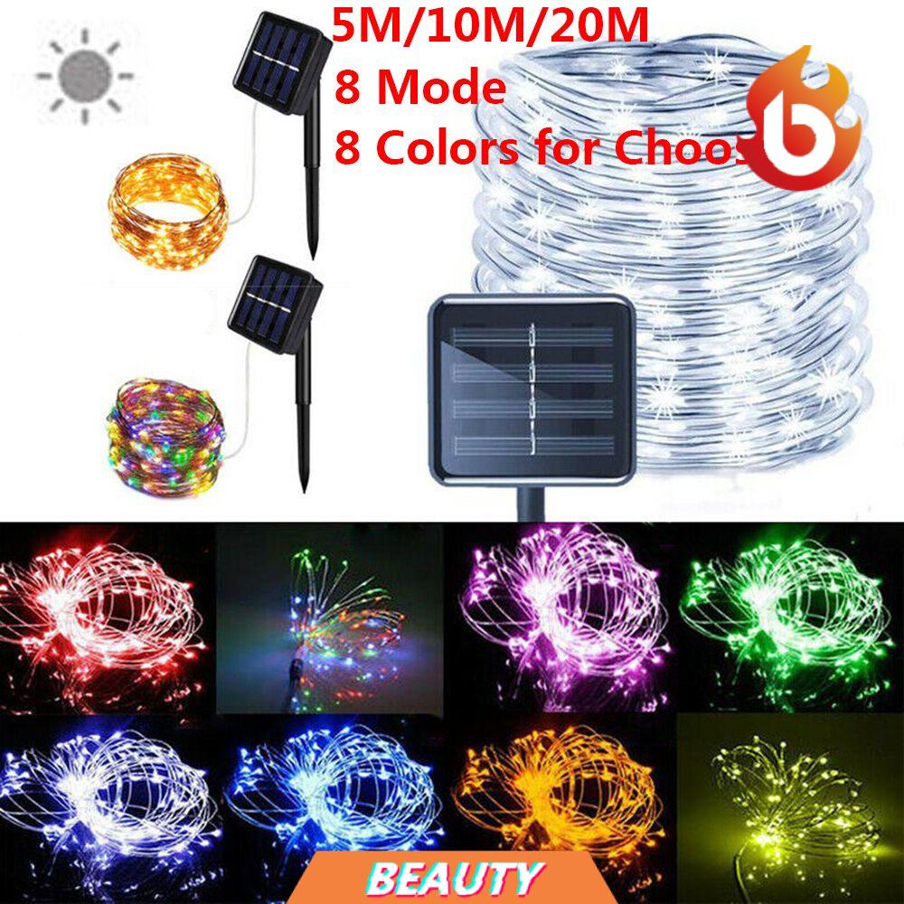 Dây đèn led 5m/ 10m/ 20m sử dụng năng lượng mặt trời chống thấm nước trang trí sân vườn/ tiệc cưới/ giáng sinh
