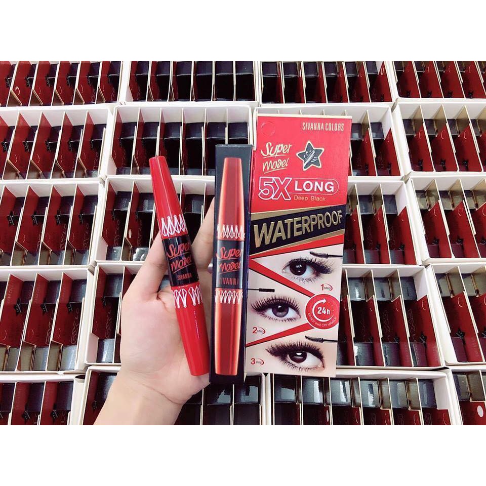 MASCARA NỐI MI 2 ĐẦU SIVANNA SUPER MODEL 5X LONG DEEP BLACK