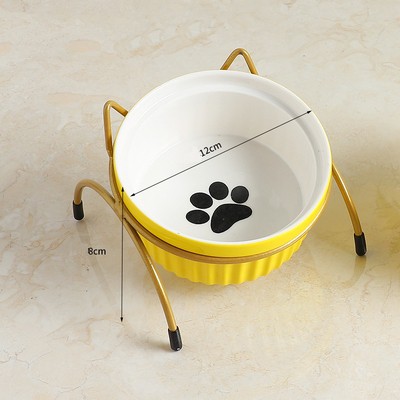 Bát ăn chó mèo chống gù lưng bằng sứ - chén ăn cao cấp đế kim loại
