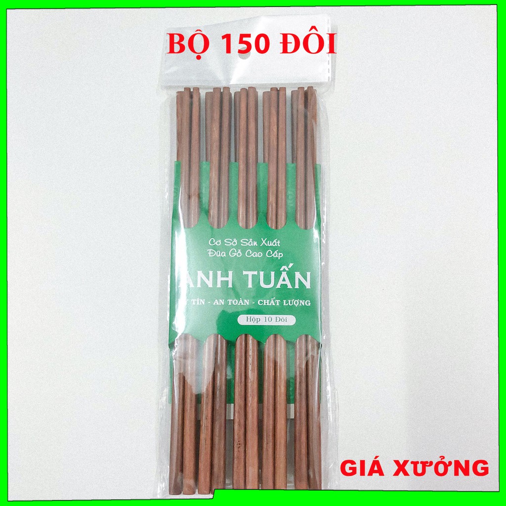 [Giá hủy diệt] [Freeship] Bộ 150 đôi đũa ăn cơm đũa gỗ CĂM XE, đũa đẹp tự nhiên, không cong vênh, chống trơn tuột