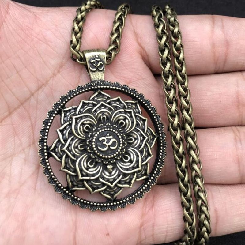 Ấn Độ Mandala Hoa mặt dây chuyền Vòng cổ Viking Mặt dây chuyền Mandala Trang sức