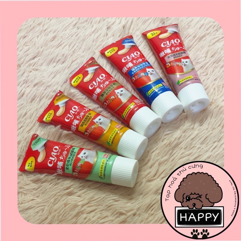 Gel dinh dưỡng Ciao cho mèo dạng kem / Súp Ciao dạng tuýp cho mèo con 80g [Ảnh thật] [Có sẵn] - Tạp Hóa Thú Cưng Happy