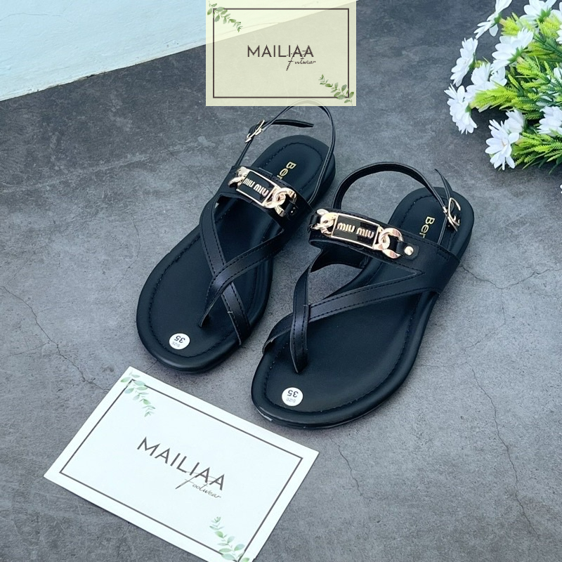 Sandal xỏ ngón nữ, sandal nữ, sandal đi học nữ MAILIAA quai kẹp đế cao su chống trượt MIUMIU đi êm chân
