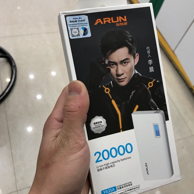 Sạc dự phòng arun 20000Mah hiện % pin