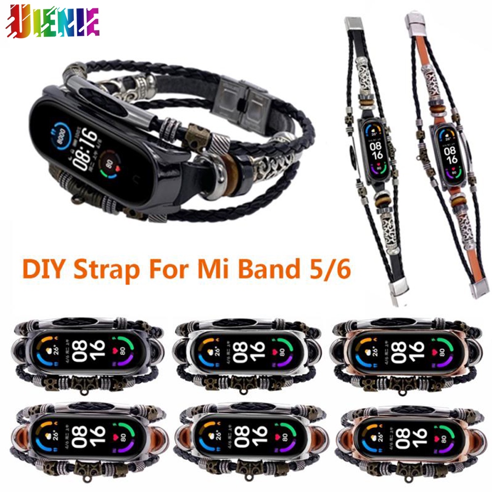 Dây đeo bằng da thật phong cách retro dành cho đồng hồ thông minh Xiaomi Mi Band 6 /5 MiBand 6