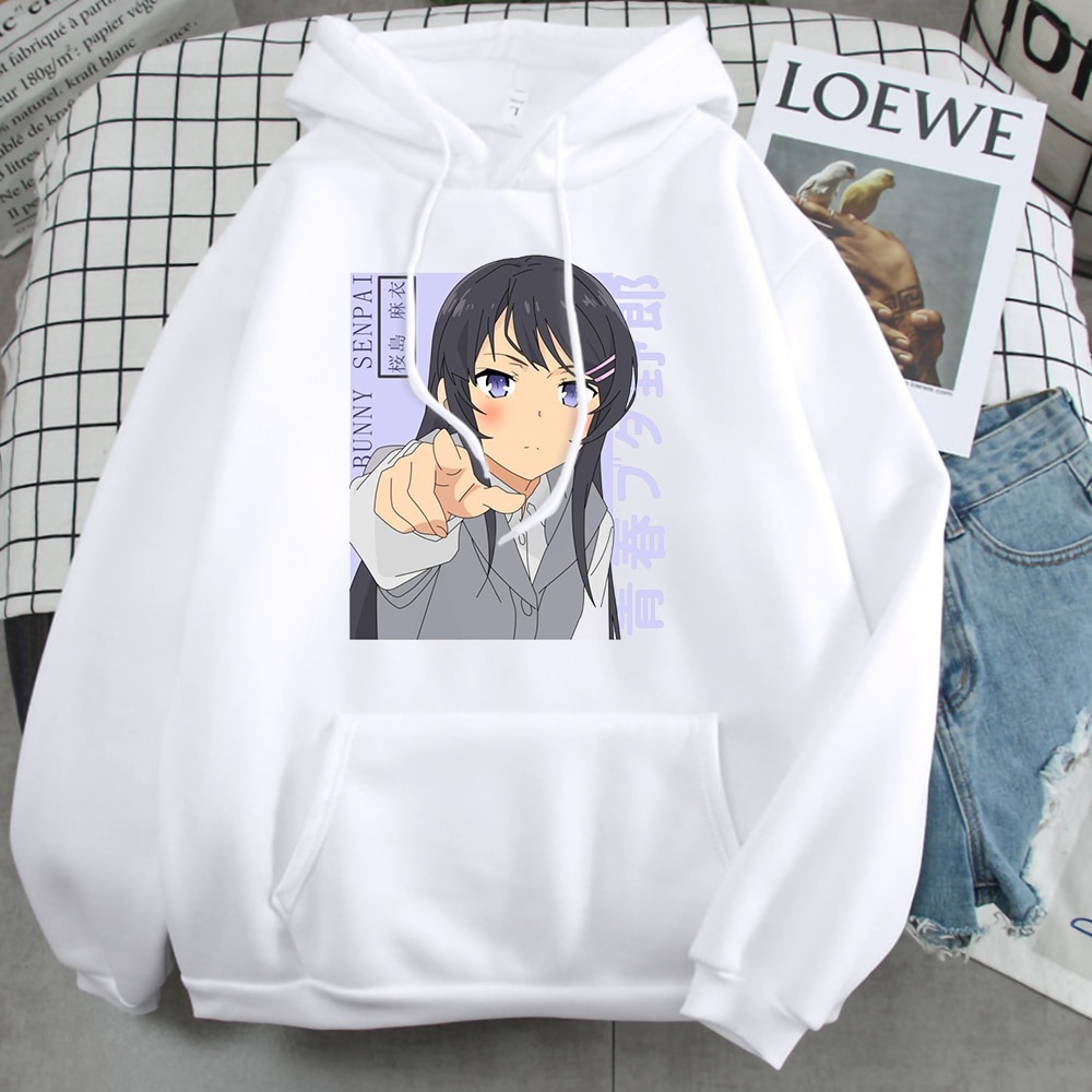 Sakurajima Mai Áo Hoodie Họa Tiết Anime Kawaii Phong Cách Hip Hop Thời Trang Cho Nam
