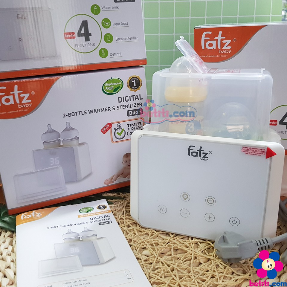 [FATZ] Máy Hâm Sữa Tiệt Trùng Điện Tử Fatzbaby 2 Bình Sữa Cổ Rộng - Duo 3 - 8935302402400