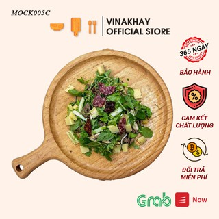Khay gỗ decor Vinakhay gỗ tần bì - Khay gỗ đựng đồ ăn hình tròn có tay cầm tiện dụng MOCK0005B