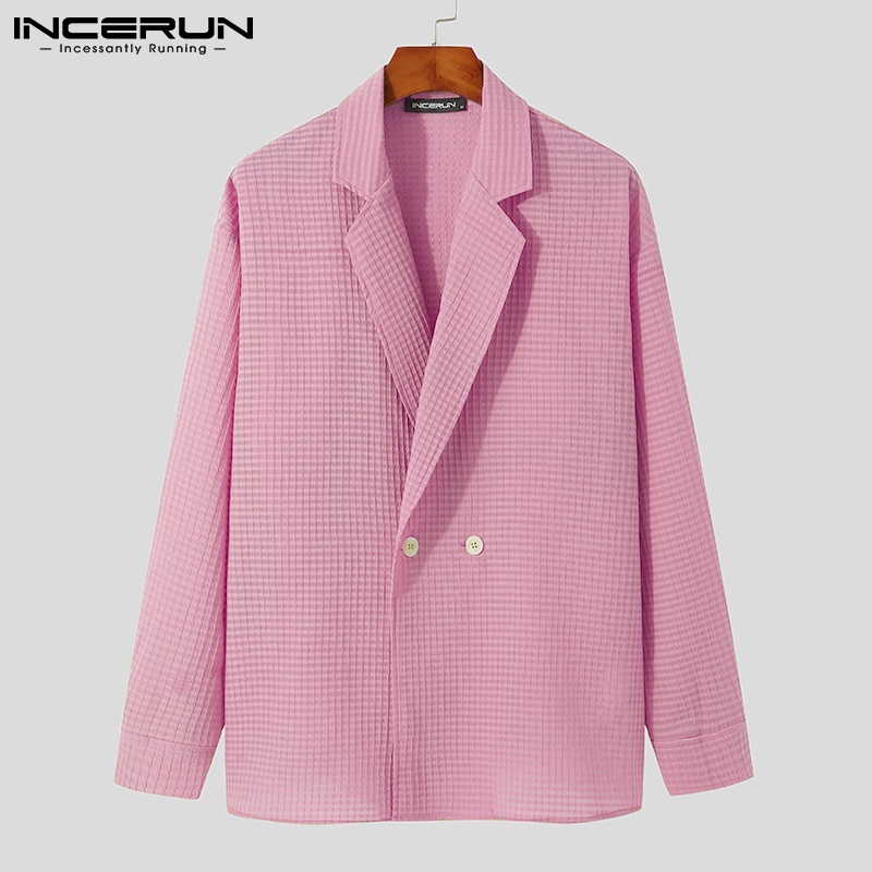 Áo blazer INCERUN tay dài dáng rộng mỏng màu trơn kẻ sọc thời trang dành cho nam | BigBuy360 - bigbuy360.vn