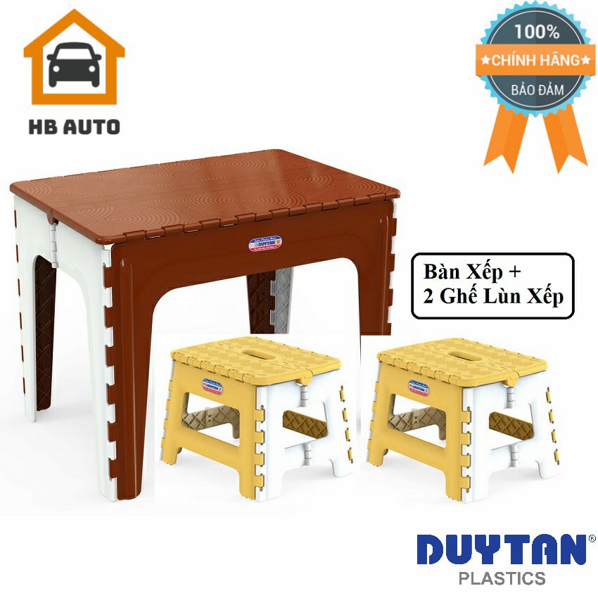 Kiện Bàn Xếp Gấp Gọn Duy Tân (65 x 45 x 50 cm) và Hai Ghế Lùn Xếp Duy Tân (29.6 x 24 x 21.4 cm)