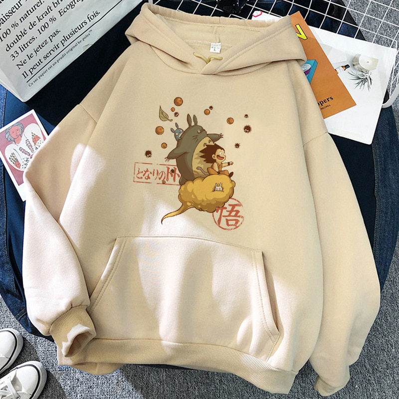 Áo Hoodie nữ in hình Totoro hoạt hình phong cách Nhật Bản 90s