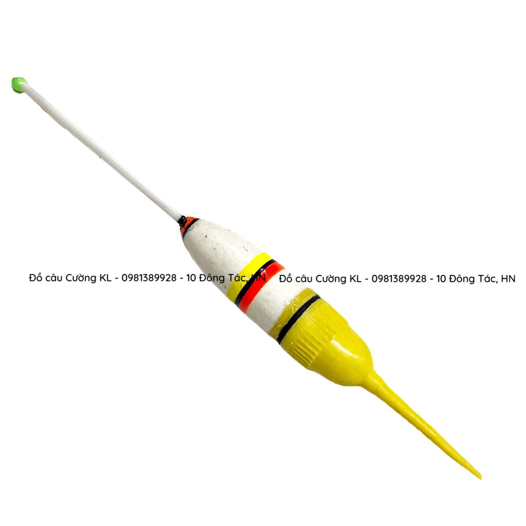 Phao đèn led câu cá S trắng vàng viền đỏ đen