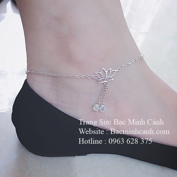 Lắc chân đài sen bằng bạc