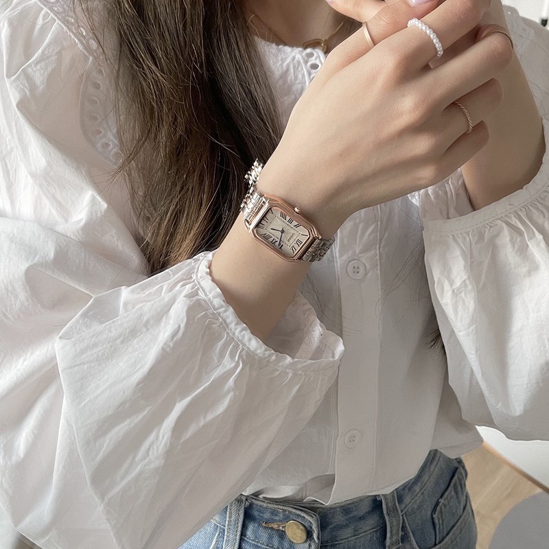 Đồng hồ nữ dây kim loại mặt vuông Thương hiệu NAIDU đồng hồ dây demi trẻ trung - DHV27